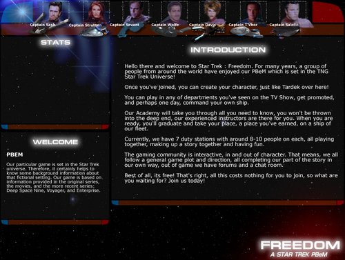 Front Page of the STF Website at http://www.startrekfreedom.com